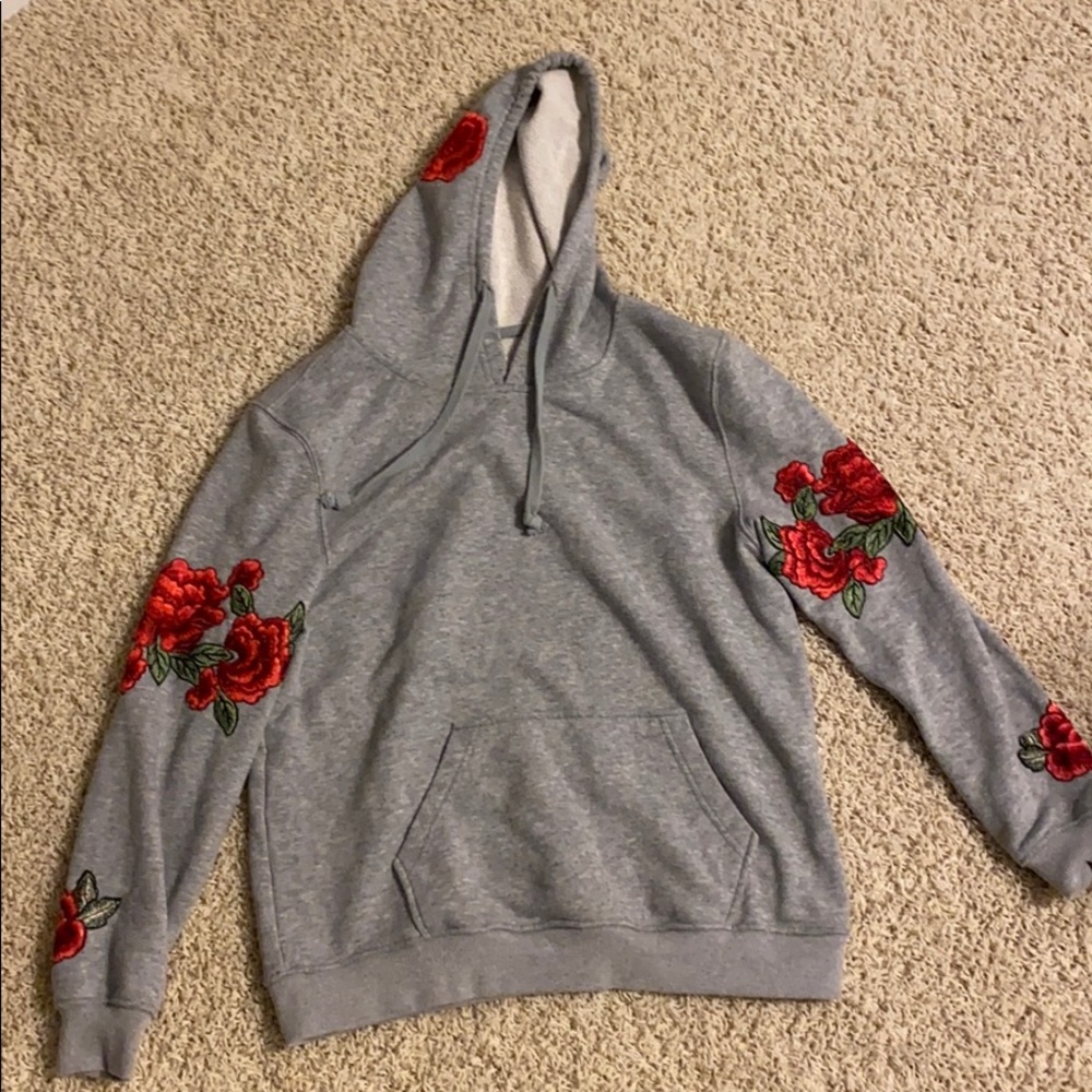 Rose Pattern Grey Sweatshirt
